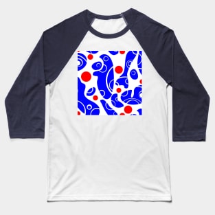 Whale Sonics Blue and Red on White Baseball T-Shirt